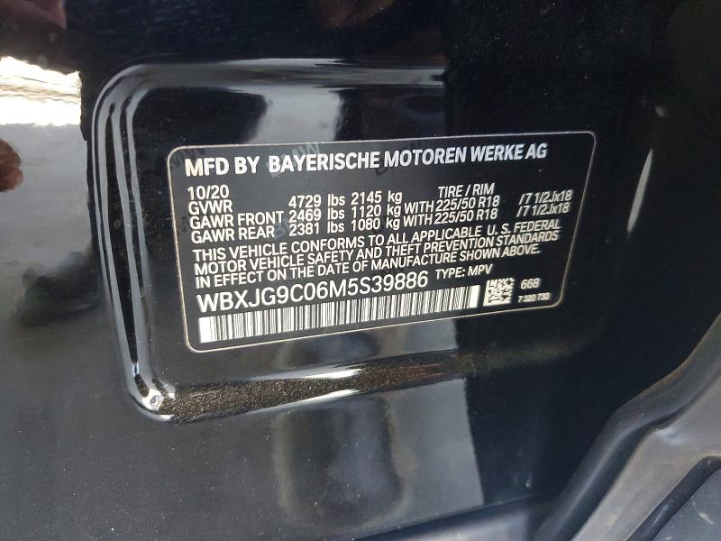 62849286 :رقم المزاد ، WBXJG9C06M5S39886 vin ، 2021 Bmw X1 مزاد بيع