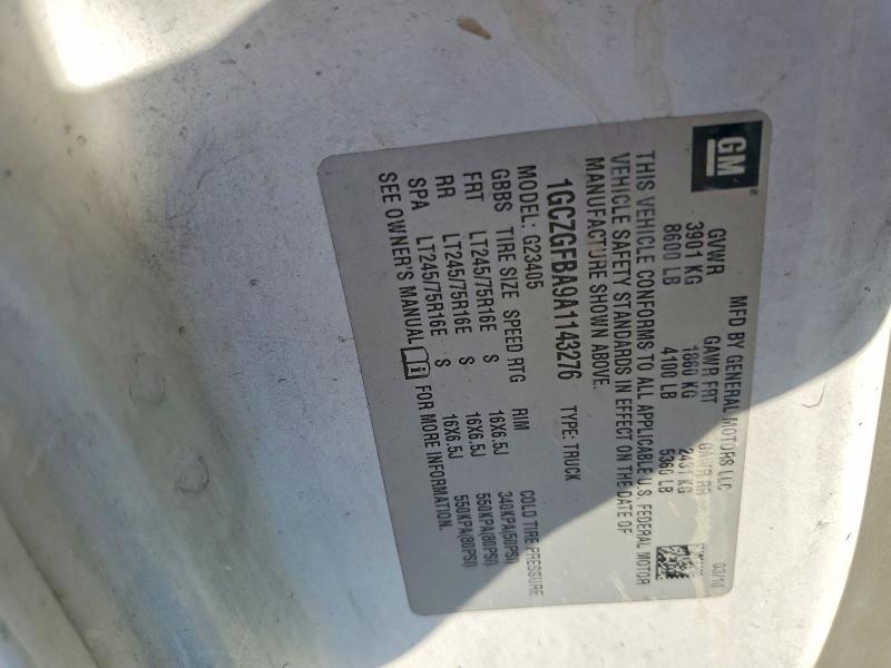 2010 Chevrolet Express G2500 მანქანა იყიდება აუქციონზე, vin: 1GCZGFBA9A1143276, აუქციონის ნომერი: 65588766