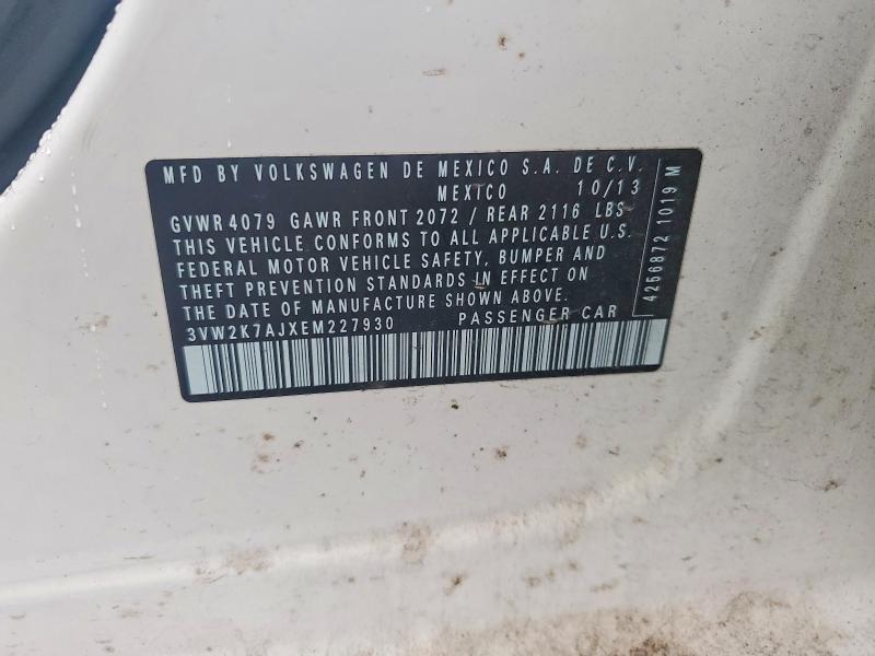 65810536 :رقم المزاد ، 3VW2K7AJXEM227930 vin ، 2014 Volkswagen Jetta مزاد بيع
