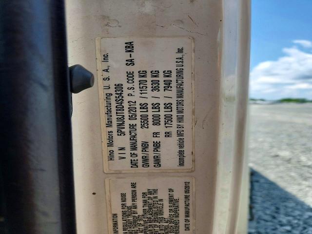 65569706 :رقم المزاد ، 5PVNJ8JT8D4S54306 vin ، 2013 Hino 258/268 مزاد بيع