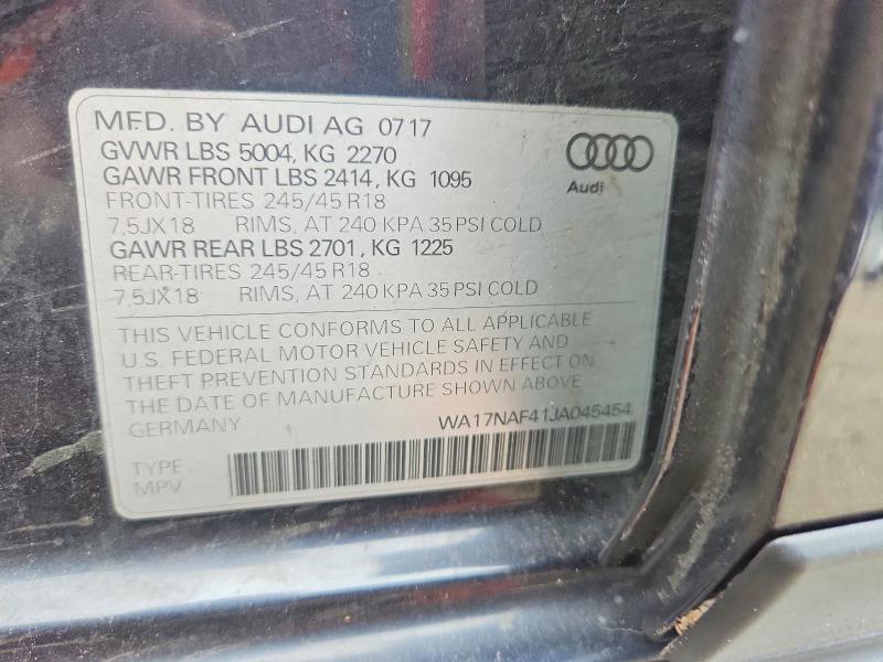 Продаж на аукціоні авто 2018 Audi A4 Allroad, vin: WA17NAF41JA045454, номер лоту: 63835186
