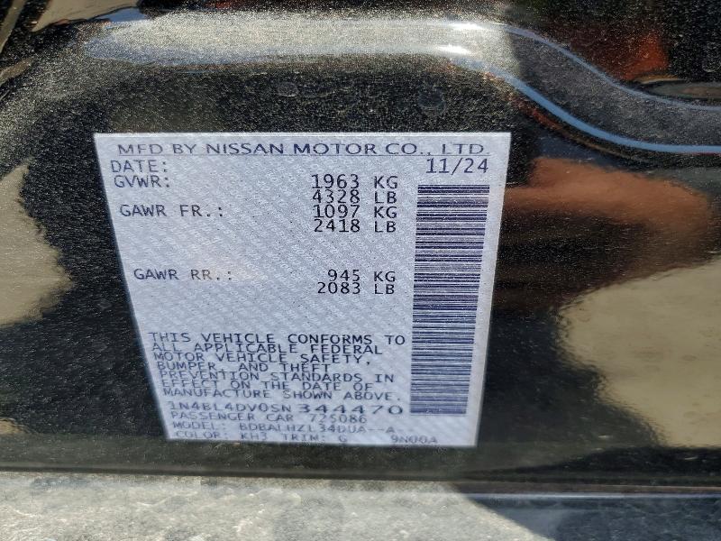 Aukcja sprzedaży 2025 Nissan Altima, vin: 1N4BL4DV0SN344470, numer aukcji: 65837056
