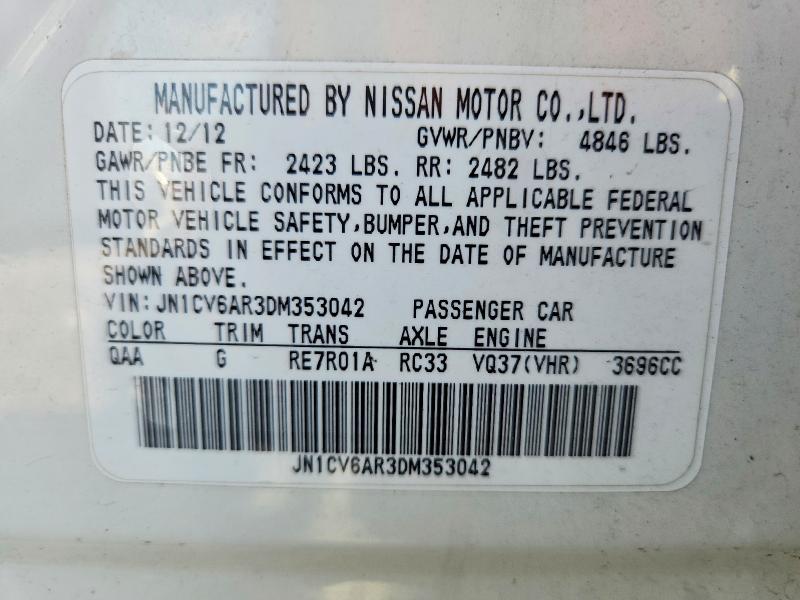66967606 :رقم المزاد ، JN1CV6AR3DM353042 vin ، 2013 Infiniti G37 Sedan مزاد بيع