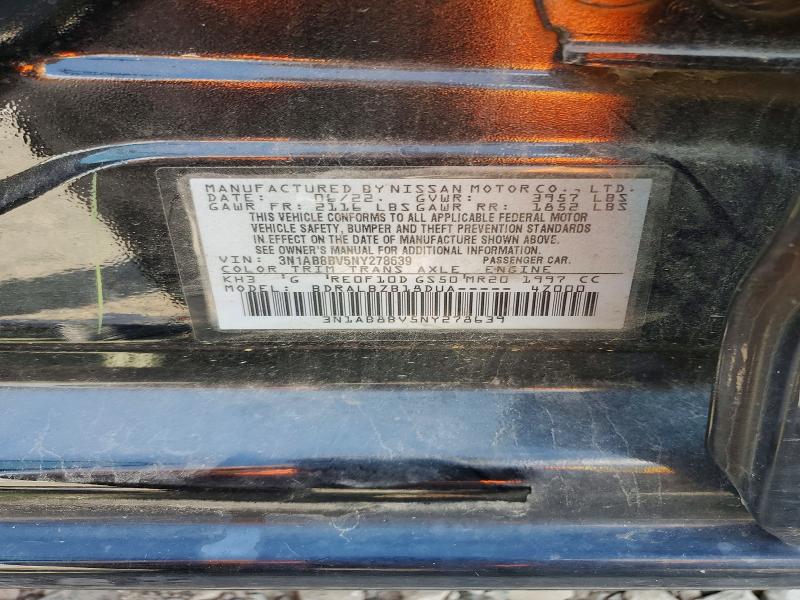 64580826 :رقم المزاد ، 3N1AB8BV5NY278639 vin ، 2022 Nissan Sentra مزاد بيع