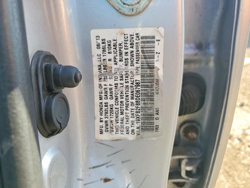 2013 Honda Civic მანქანა იყიდება აუქციონზე, vin: 19XFB2F88DE067987, აუქციონის ნომერი: 65433206