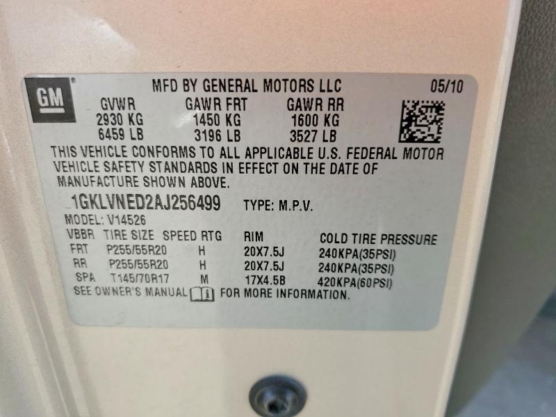 66298326 :رقم المزاد ، 1GKLVNED2AJ256499 vin ، 2010 Gmc Acadia مزاد بيع