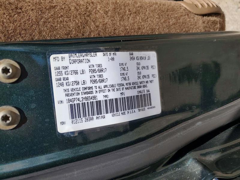 Aukcja sprzedaży 2000 Dodge Grand Caravan, vin: 1B4GP74L3YB654981, numer aukcji: 67175046