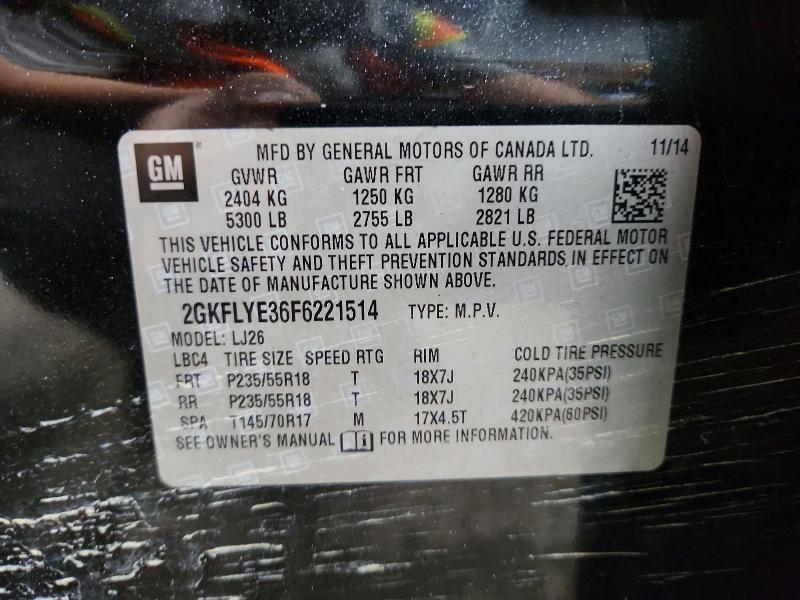 Auction sale of the 2015 Gmc Terrain, vin: 2GKFLYE36F6221514, lot number: 66641056
