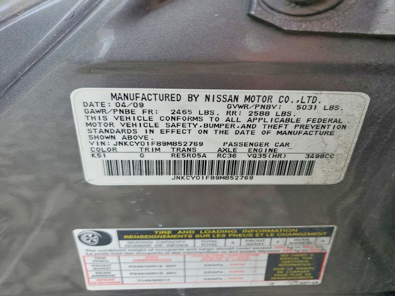 Aukcja sprzedaży 2009 Infiniti M35, vin: JNKCY01F89M852769, numer aukcji: 65869696