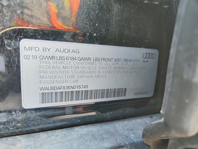 Продаж на аукціоні авто 2019 Audi A8, vin: WAU8DAF83KN015749, номер лоту: 65459176