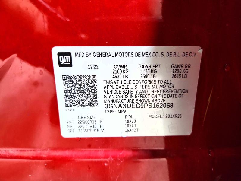 66418406 :رقم المزاد ، 3GNAXUEG9PS162068 vin ، 2023 Chevrolet Equinox مزاد بيع