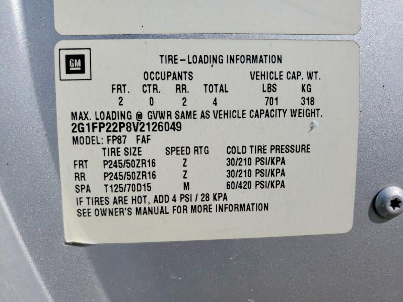 64415446 :رقم المزاد ، 2G1FP22P8V2126049 vin ، 1997 Chevrolet Camaro مزاد بيع