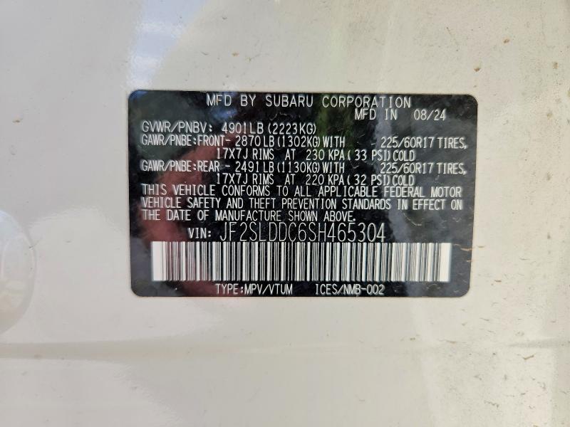 2025 Subaru Forester მანქანა იყიდება აუქციონზე, vin: JF2SLDDC6SH465304, აუქციონის ნომერი: 65919126