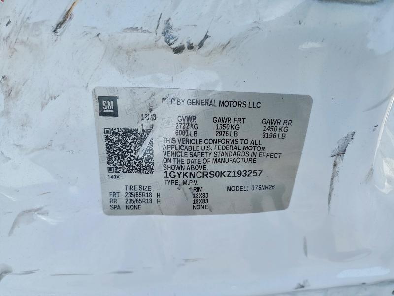 2019 Cadillac Xt5 მანქანა იყიდება აუქციონზე, vin: 1GYKNCRS0KZ193257, აუქციონის ნომერი: 66632976