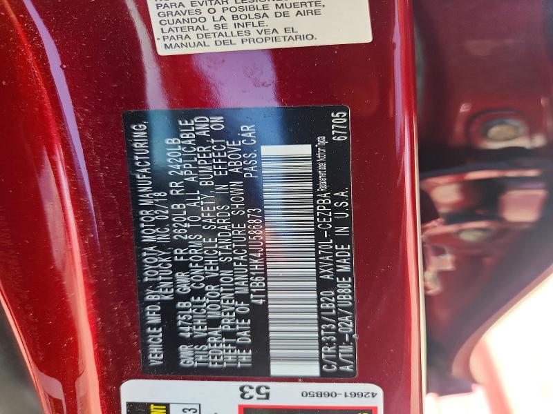 2018 Toyota Camry მანქანა იყიდება აუქციონზე, vin: 4T1B61HK4JU586873, აუქციონის ნომერი: 65035716