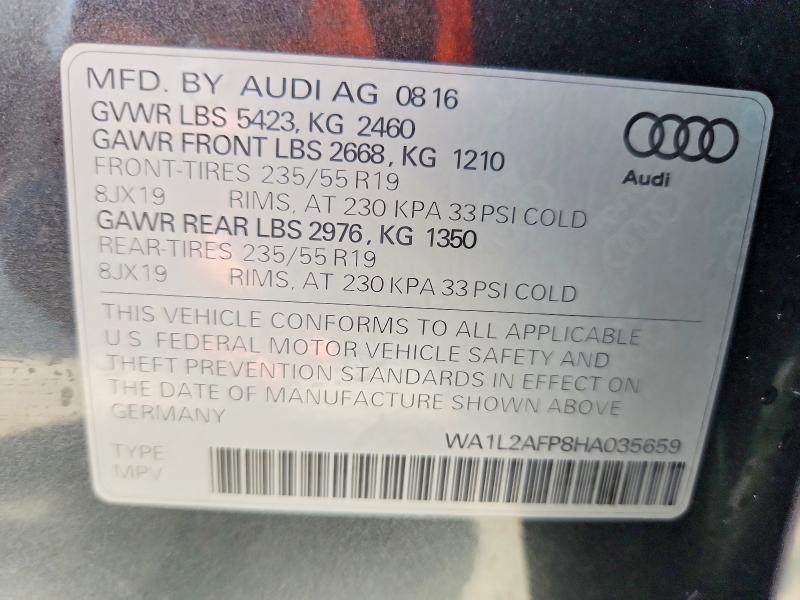 Aukcja sprzedaży 2017 Audi Q5, vin: WA1L2AFP8HA035659, numer aukcji: 63722506
