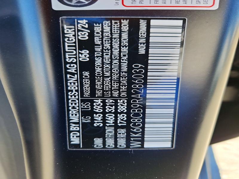 Aukcja sprzedaży 2024 Mercedes-benz S, vin: W1K6G8CB9RA286039, numer aukcji: 65411106