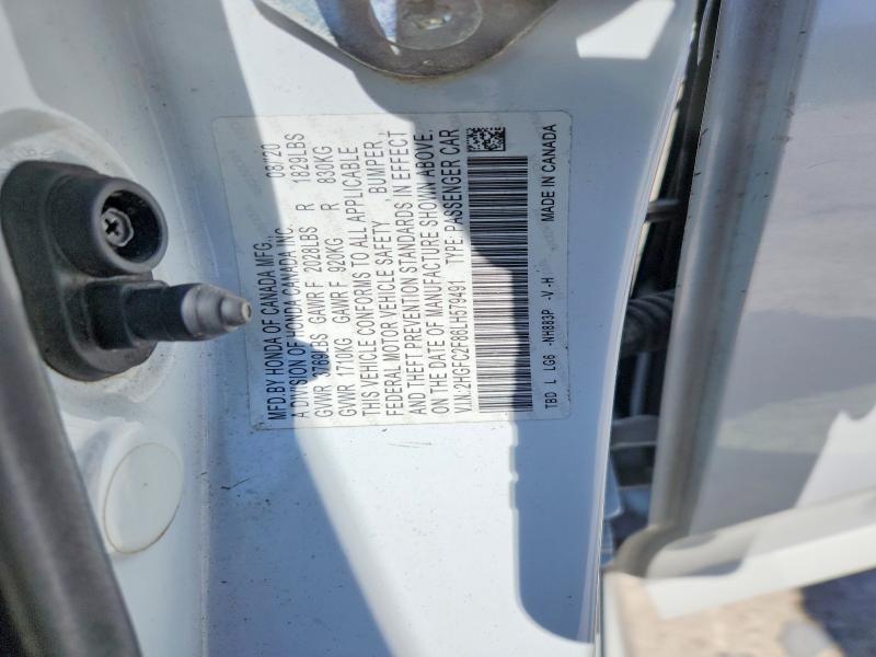 2020 Honda Civic მანქანა იყიდება აუქციონზე, vin: 2HGFC2F86LH579491, აუქციონის ნომერი: 64097826