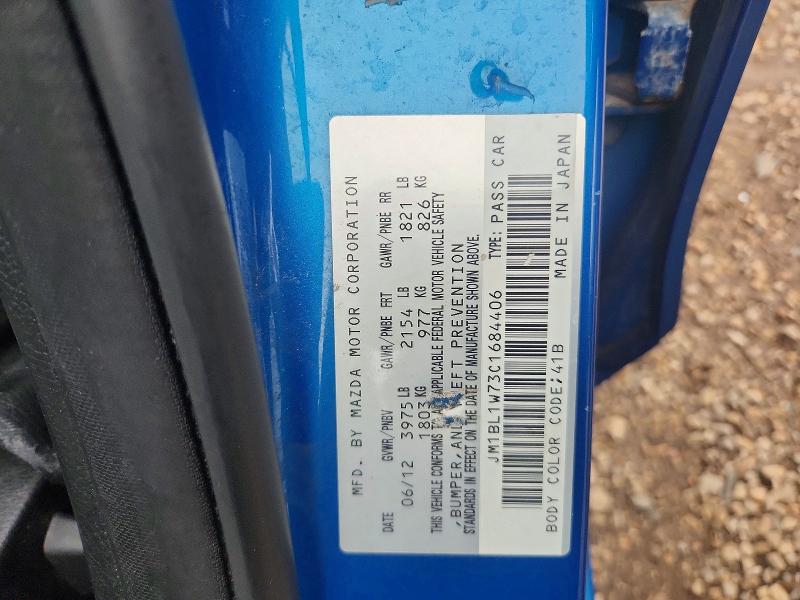 64088746 :رقم المزاد ، JM1BL1W73C1684406 vin ، 2012 Mazda 3 مزاد بيع
