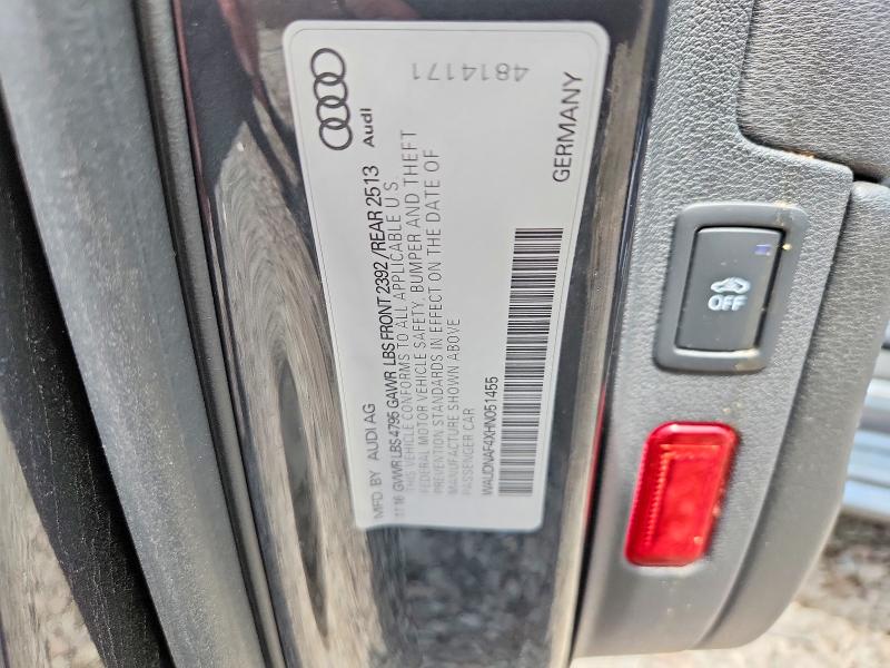 2017 Audi A4 მანქანა იყიდება აუქციონზე, vin: WAUDNAF4XHN051455, აუქციონის ნომერი: 65486816