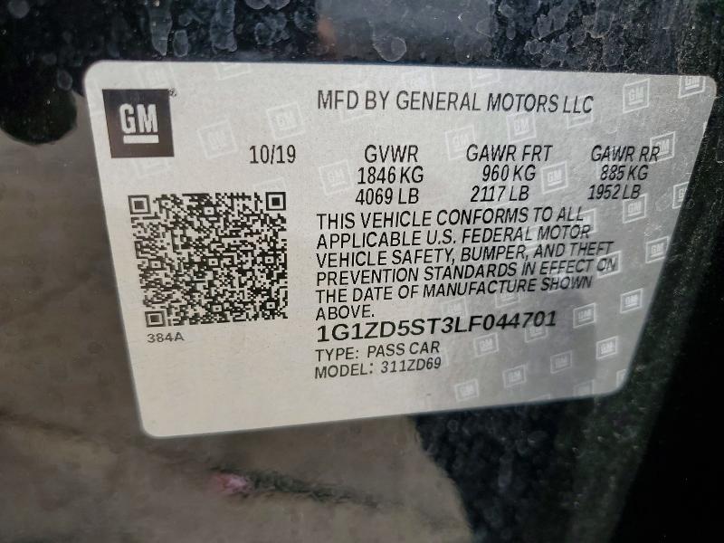 66268176 :رقم المزاد ، 1G1ZD5ST3LF044701 vin ، 2020 Chevrolet Malibu مزاد بيع