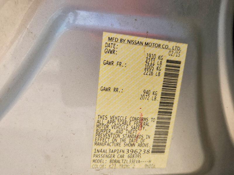 63699096 :رقم المزاد ، 1N4AL3AP1FN396238 vin ، 2015 Nissan Altima مزاد بيع