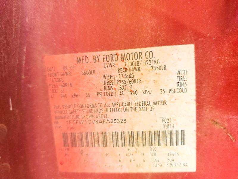 64553886 :رقم المزاد ، 1FTFW1CV8AFA25328 vin ، 2010 Ford F150 مزاد بيع