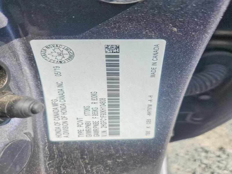66818266 :رقم المزاد ، 2HGFC1F90KH104808 vin ، 2019 Honda Civic مزاد بيع