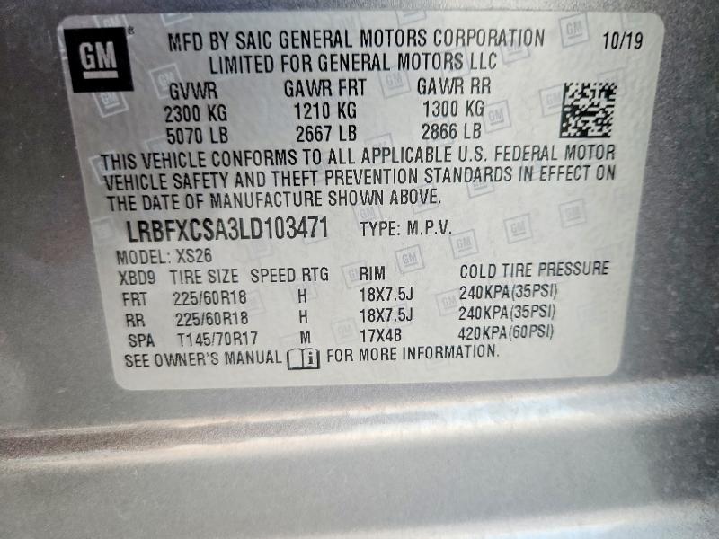 Aukcja sprzedaży 2020 Buick Envision, vin: LRBFXCSA3LD103471, numer aukcji: 63408436