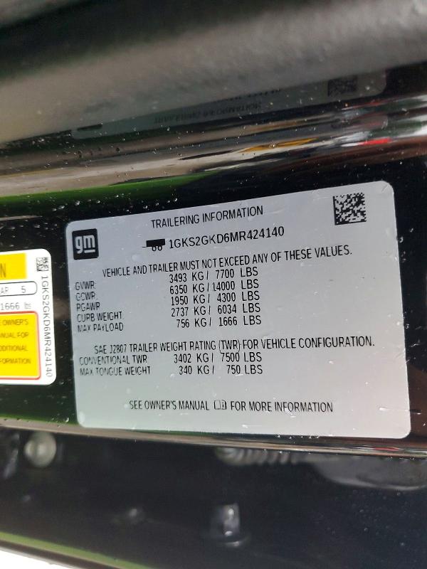 Продажа на аукционе авто 2021 Gmc Yukon Xl, vin: 1GKS2GKD6MR424140, номер лота: 61587606