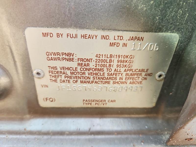 Продаж на аукціоні авто 2007 Subaru Impreza, vin: JF1GG74637G809937, номер лоту: 63803676