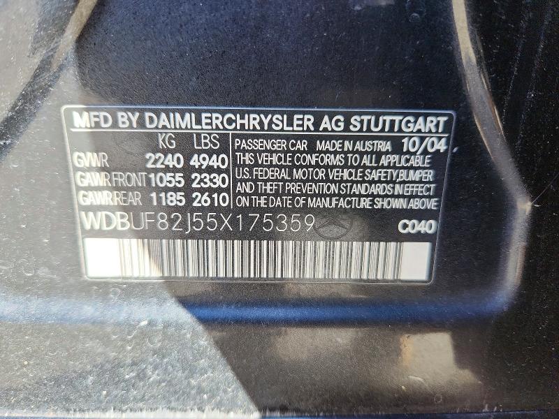 Продаж на аукціоні авто 2005 Mercedes-benz E, vin: WDBUF82J55X175359, номер лоту: 66436576