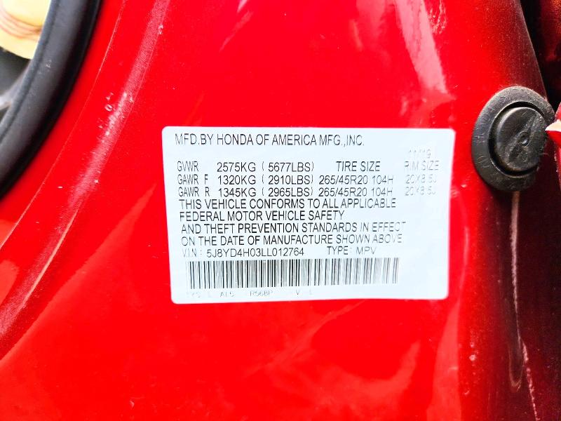 2020 Acura Mdx მანქანა იყიდება აუქციონზე, vin: 5J8YD4H03LL012764, აუქციონის ნომერი: 64264646