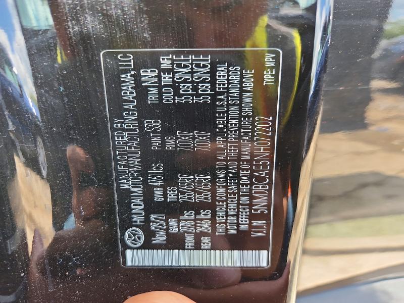 2022 Hyundai Tucson მანქანა იყიდება აუქციონზე, vin: 5NMJBCAE5NH072202, აუქციონის ნომერი: 63490906