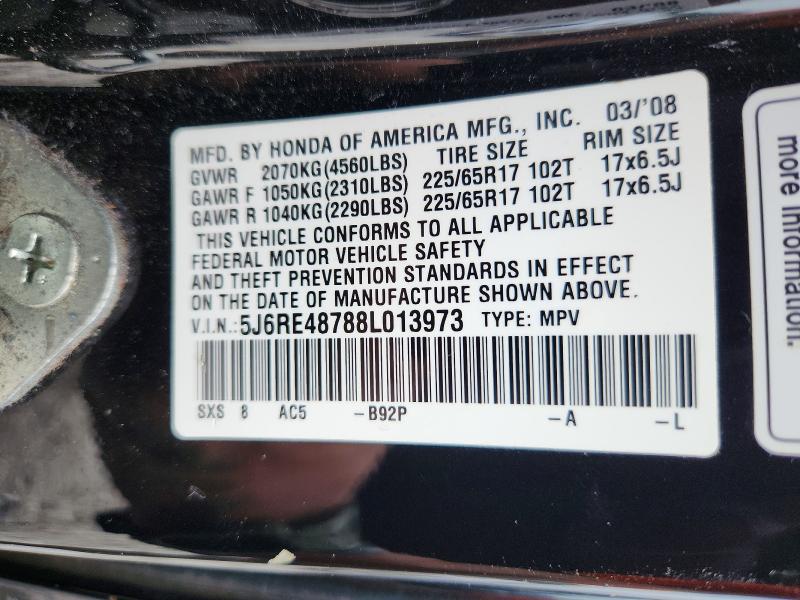 Продажа на аукционе авто 2008 Honda Cr-v, vin: 5J6RE48788L013973, номер лота: 64810676