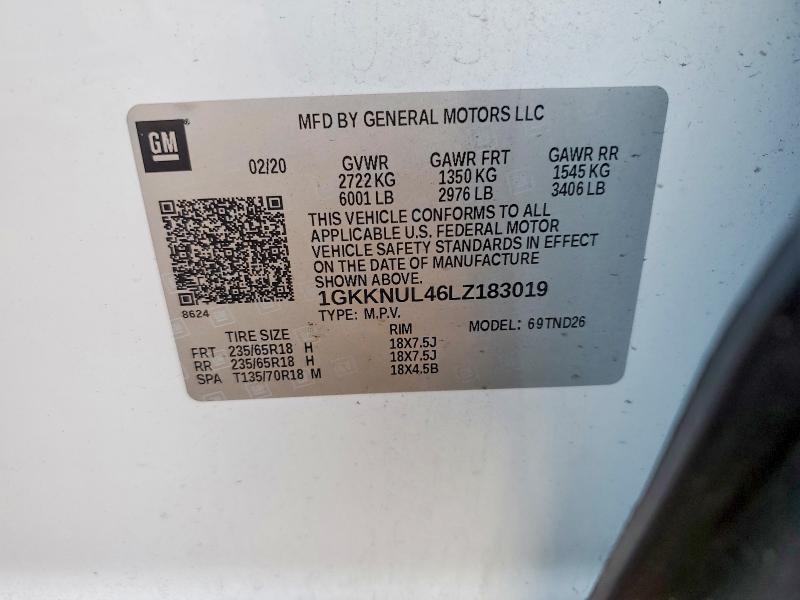 Aukcja sprzedaży 2020 Gmc Acadia, vin: 1GKKNUL46LZ183019, numer aukcji: 66786526