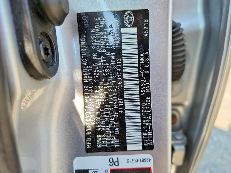 Продаж на аукціоні авто 2016 Toyota Camry, vin: 4T1BF1FK2GU154312, номер лоту: 64513346
