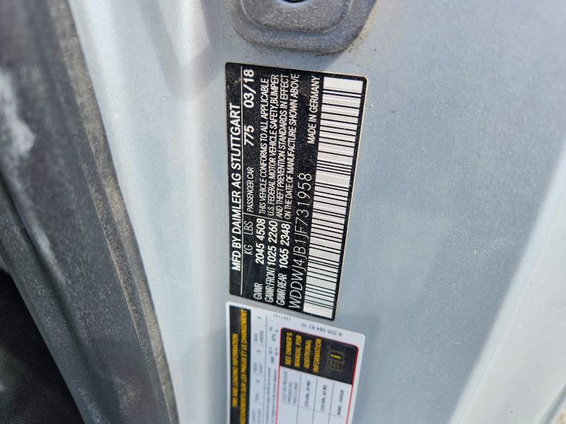 2018 Mercedes-benz C მანქანა იყიდება აუქციონზე, vin: WDDWJ4JB1JF731958, აუქციონის ნომერი: 60550276