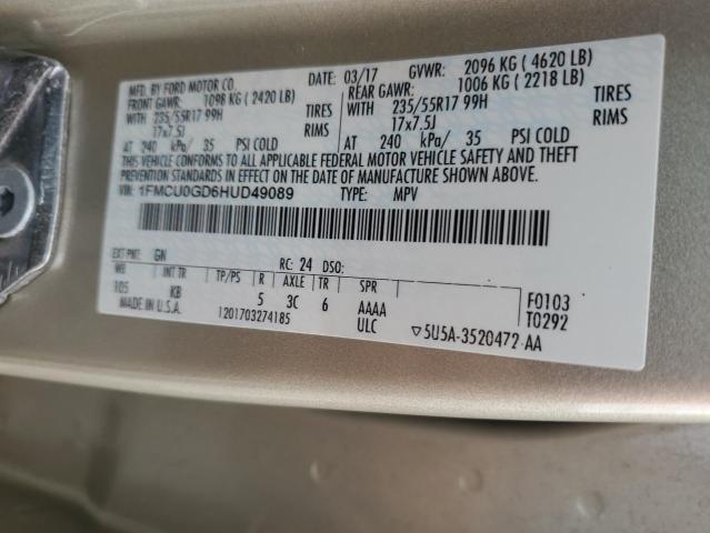 65439656 :رقم المزاد ، 1FMCU0GD6HUD49089 vin ، 2017 Ford Escape مزاد بيع