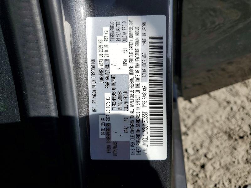65564316 :رقم المزاد ، JM1GL1UM3J1303391 vin ، 2018 Mazda 6 مزاد بيع