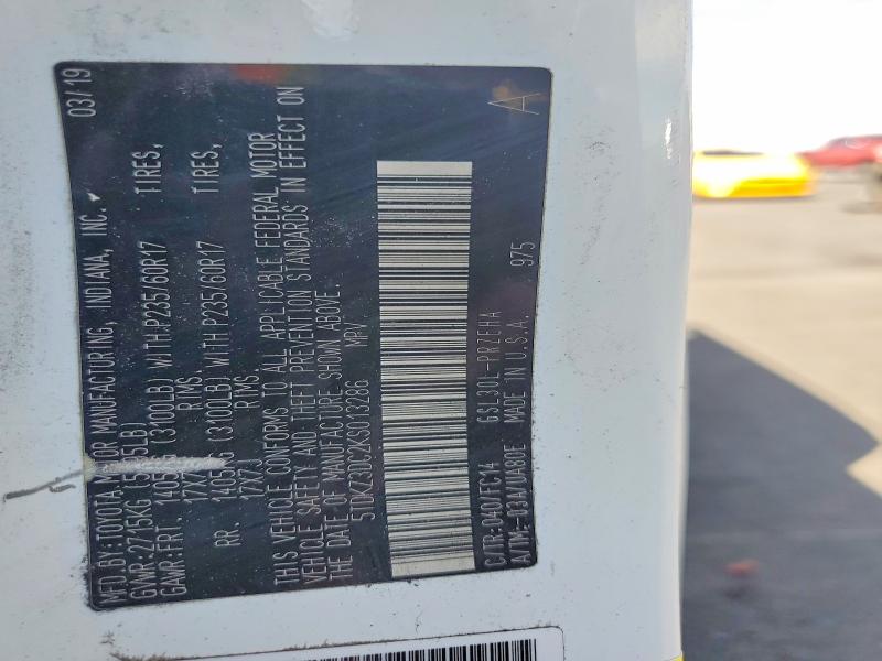 2019 Toyota Sienna მანქანა იყიდება აუქციონზე, vin: 5TDKZ3DC2KS013286, აუქციონის ნომერი: 65529836