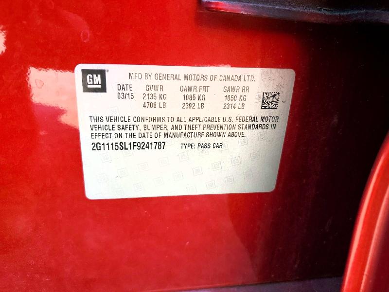 Aukcja sprzedaży 2015 Chevrolet Impala, vin: 2G1115SL1F9241787, numer aukcji: 64084546