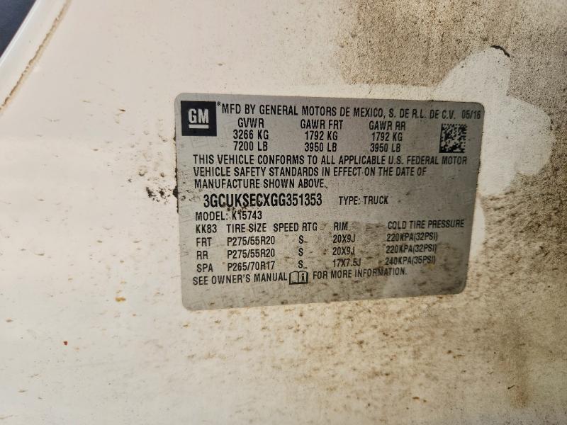 2016 Chevrolet Silverado მანქანა იყიდება აუქციონზე, vin: 3GCUKSECXGG351353, აუქციონის ნომერი: 63321696