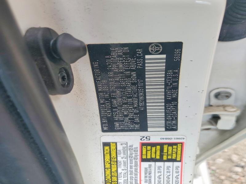 Продаж на аукціоні авто 2019 Toyota Camry Hybrid, vin: 4T1B21HK9KU511017, номер лоту: 66480596