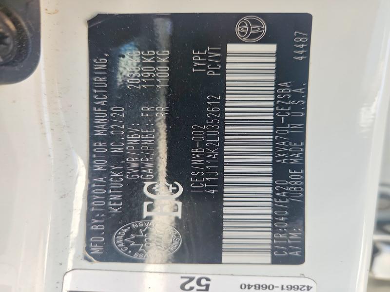 Aukcja sprzedaży 2020 Toyota Camry, vin: 4T1J11AK2LU352612, numer aukcji: 63512936