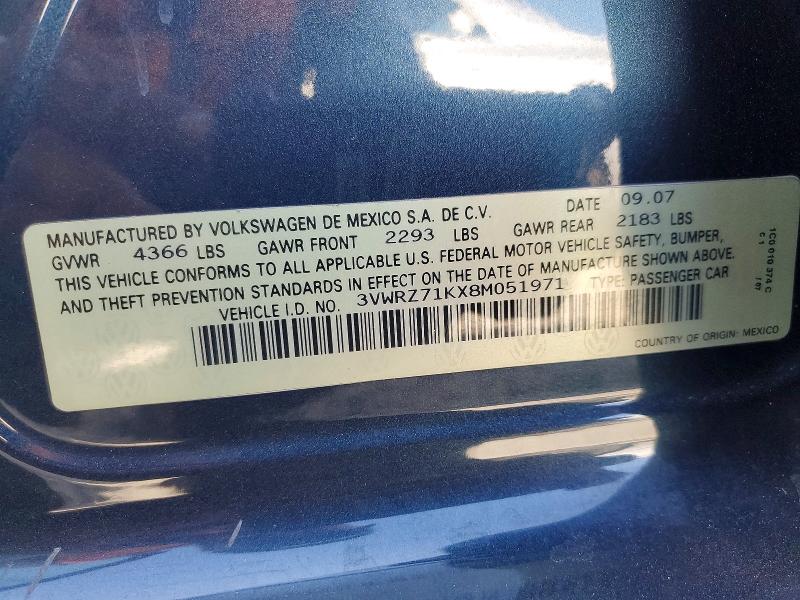 Продаж на аукціоні авто 2008 Volkswagen Jetta, vin: 3VWRZ71KX8M051971, номер лоту: 63730296