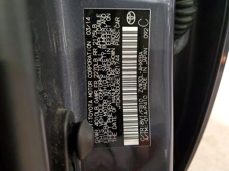 Aukcja sprzedaży 2014 Toyota Prius, vin: JTDKN3DU6E1821744, numer aukcji: 66103756