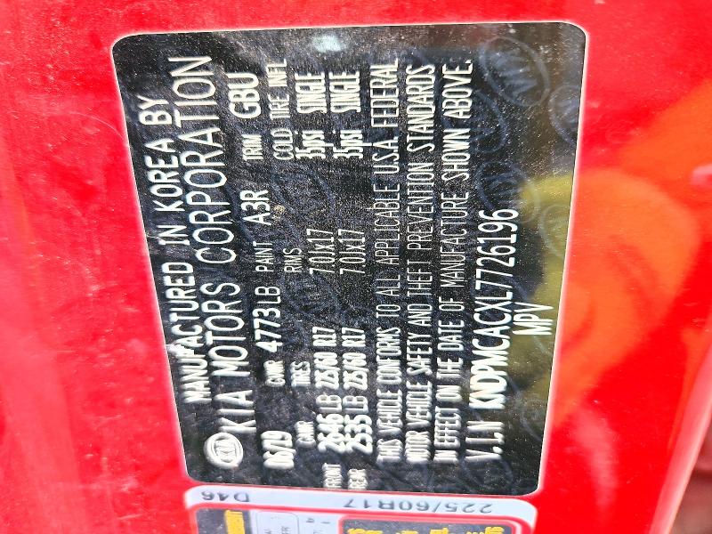 Aukcja sprzedaży 2020 Kia Sportage, vin: KNDPMCACXL7726196, numer aukcji: 67186876