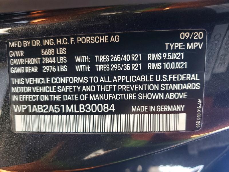 Aukcja sprzedaży 2021 Porsche Macan, vin: WP1AB2A51MLB30084, numer aukcji: 62928036