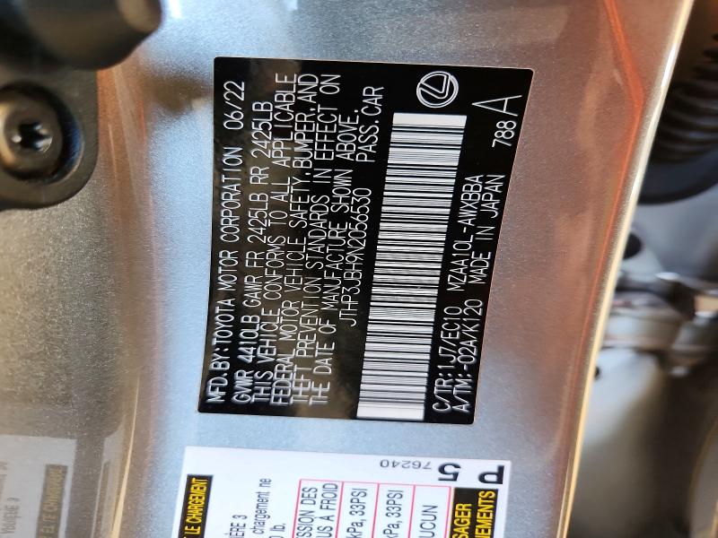 65388516 :رقم المزاد ، JTHP3JBH9N2056530 vin ، 2022 Lexus Ux 200 مزاد بيع